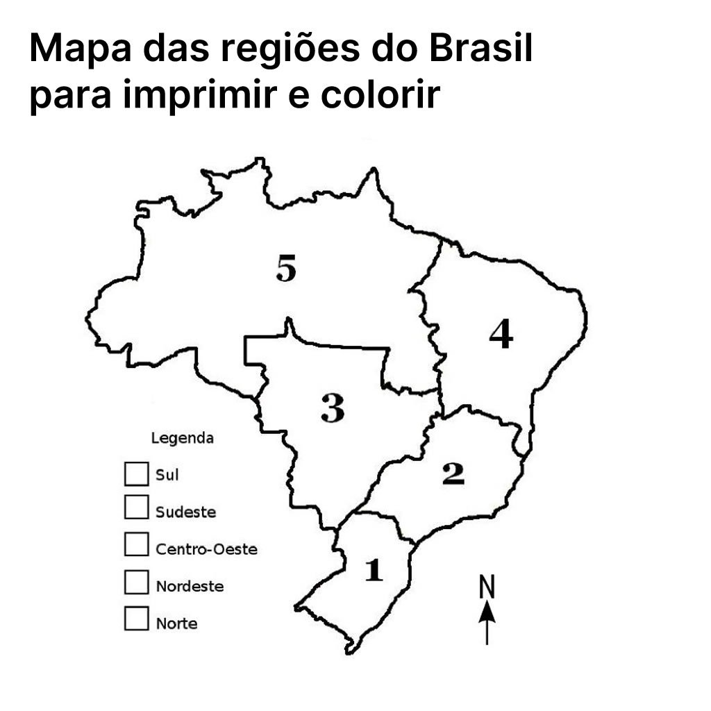 Baixar mapa das regiões do Brasil para imprimir e colorir